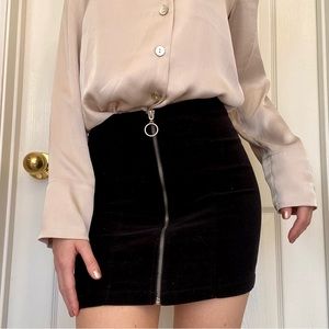 Forever 21 Black Suede Fitted Pencil Skirt♟